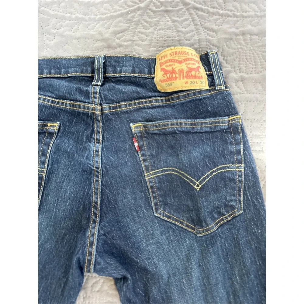 Levi's 559 Men's Relaxed Straight Fit Jeans Dark Wash Denim Size 30x30